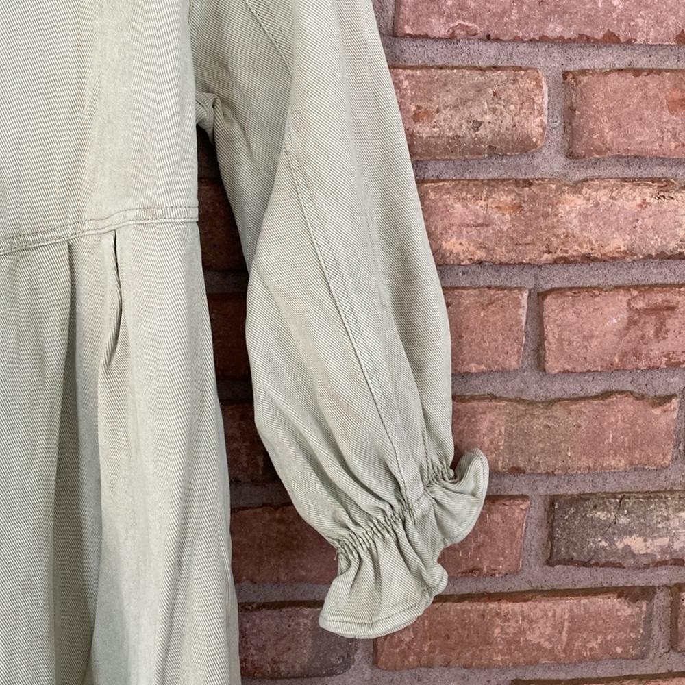 She + Sky Olive Green Denim Dress - Picture 6 of 11